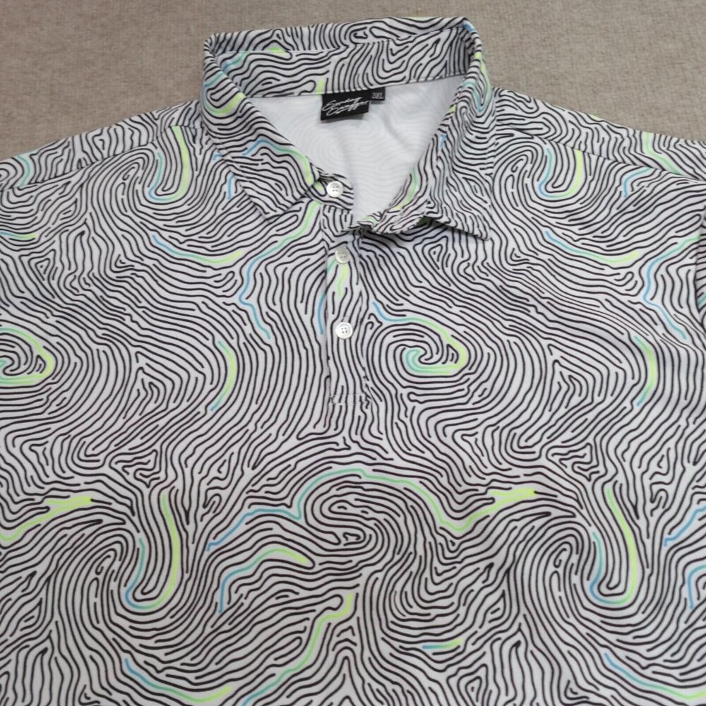 Sunday Swagger Black,White, and Neon Ripple Men's Polo Shirt